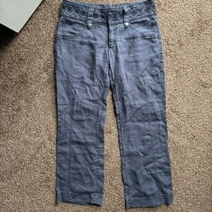 Athleta Abalone Embroidered Linen Pant, Size 2P